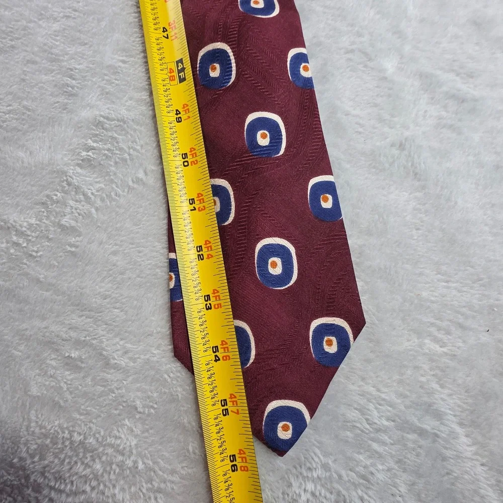 Polo Ralph Lauren‎ Mens Burgundy Blue Bullseye Geometric Silk Necktie NWT